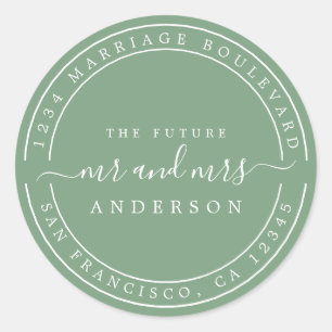 Sticker Rond Futur Chic M. Mme Adresse de Retour de Mariage Ve