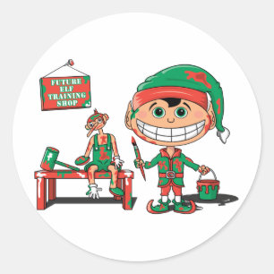 Sticker Rond Futur Christma Elf dans la formation