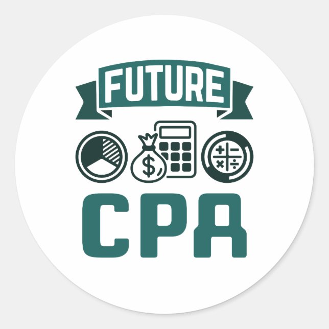 Sticker Rond Futur diplôme en comptabilité CPA (Devant)