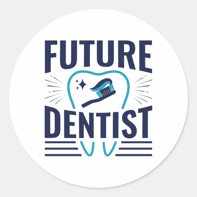 Sticker Rond Futur étudiant de l'école dentaire dentiste (Devant)