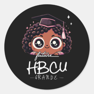Sticker Rond Futur Hbcu Grad Black Girl Graduation des enfants 