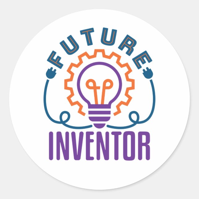 Sticker Rond Futur inventeur ingénieur scientifique (Devant)