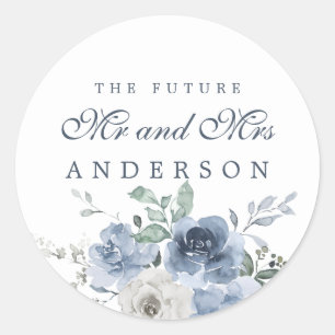 Sticker Rond Futur M. Mme Dark Blue Ivory Floral Winter