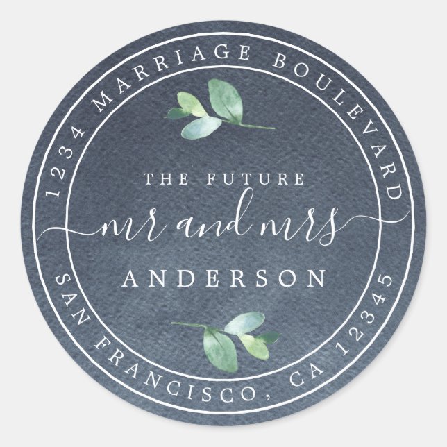 Sticker Rond Futur M. Mme Foliage Mariage Adresse de retour (Devant)
