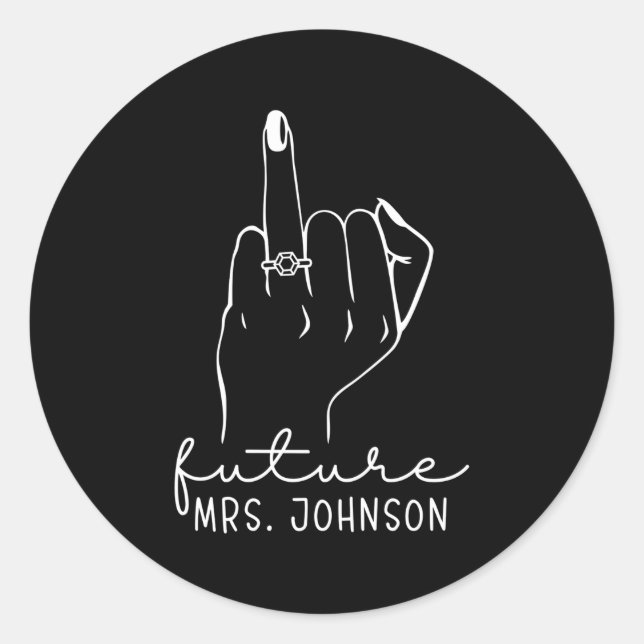 Sticker Rond Futur Mme Johnson Nouvelle Mariée Pour Être Fiance (Devant)