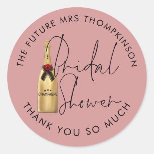 Sticker Rond Futur Mme Nom Champagne Dusty Rose Fête des mariée