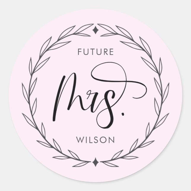 Sticker Rond Futur Mrs.Couronne de Shower de Mariée  (Devant)