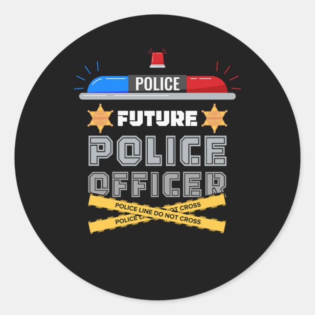 Sticker Rond Futur officier de police flic drôle nouveauté Ma c (Devant)