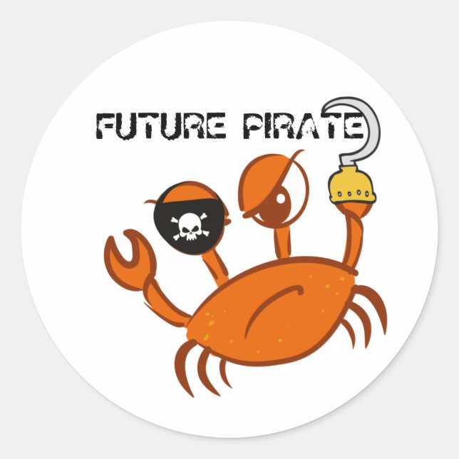 Sticker Rond Futur Pirate Crabe mignon cadeau d'anniversaire pe (Devant)