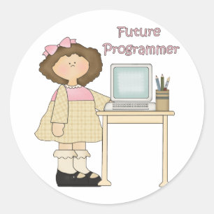 Sticker Rond Futur programmeur fille