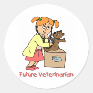 Sticker Rond Futur vétérinaire - Petite fille