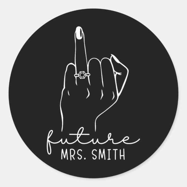 Sticker Rond Future Mrs. Smith New Bridal To Be Fiance Bachelor (Devant)