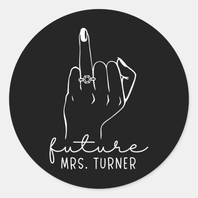 Sticker Rond Future Mrs. Turner New Bridal To Be Fiance Bachelo (Devant)