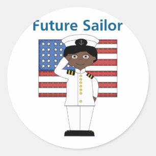 Sticker Rond Future Sailor Boy African American