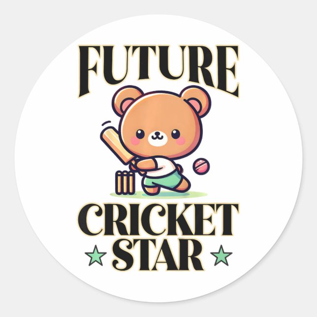 Sticker Rond Future Star du cricket  (Devant)