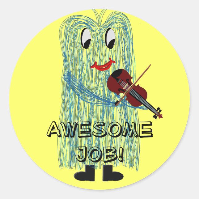 Sticker Rond Fuzzy16inch, Travail Magnifique! (Devant)