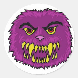 Sticker Rond Fuzzy Monster Art