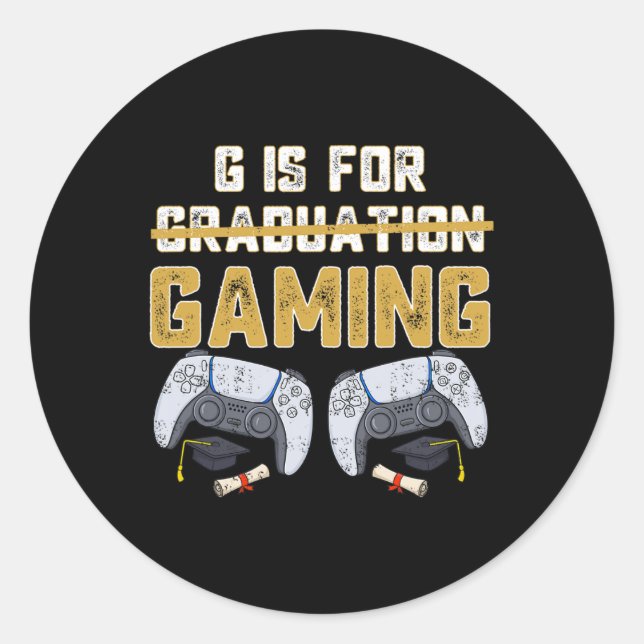 Sticker Rond G Est Pour Jeu Amusant École Diplôme Gamer Boy Ki (Devant)