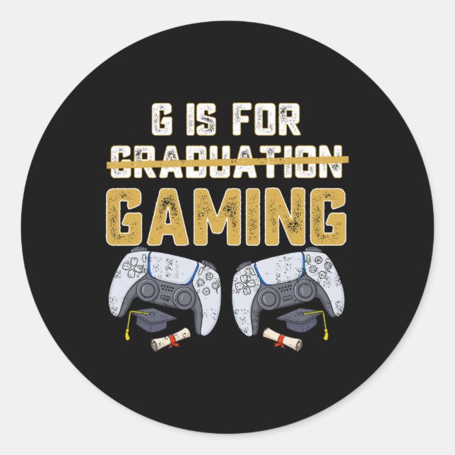 Sticker Rond G Est Pour Jeu Amusant École Graduation Gamer Boys (Devant)