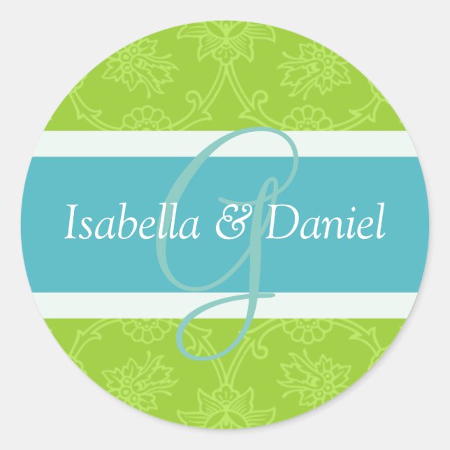 Sticker Rond G Monogrammes Pour Les Sceaux Faire-part de mariag (Devant)