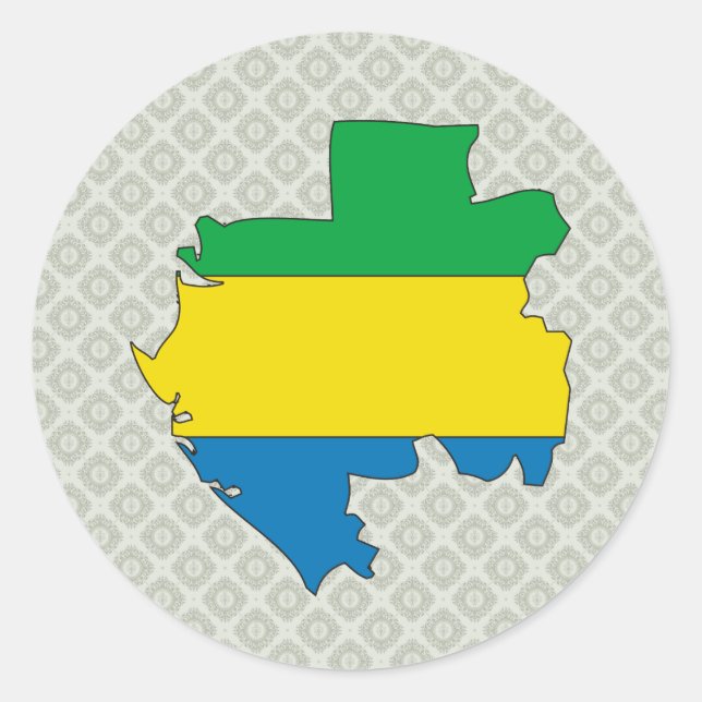 Sticker Rond Gabon Carte Drapeau pleine taille (Devant)