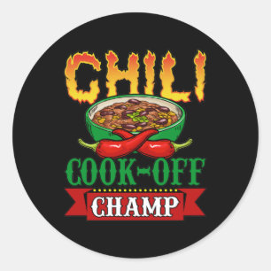 Sticker Rond Gagnant de la compétition Chili Cook Off Champ