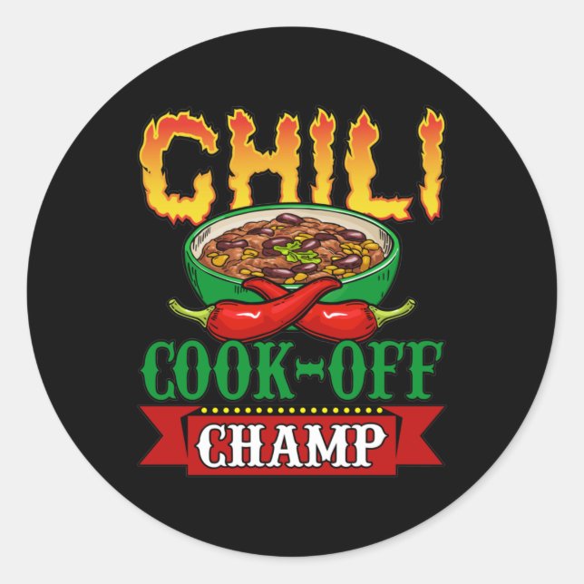 Sticker Rond Gagnant de la compétition Chili Cook Off Champ (Devant)