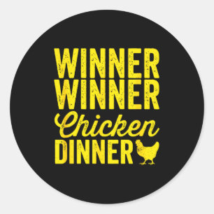 Sticker Rond Gagnant Gagnant Dîner de Poulet Silhouette (foncé)