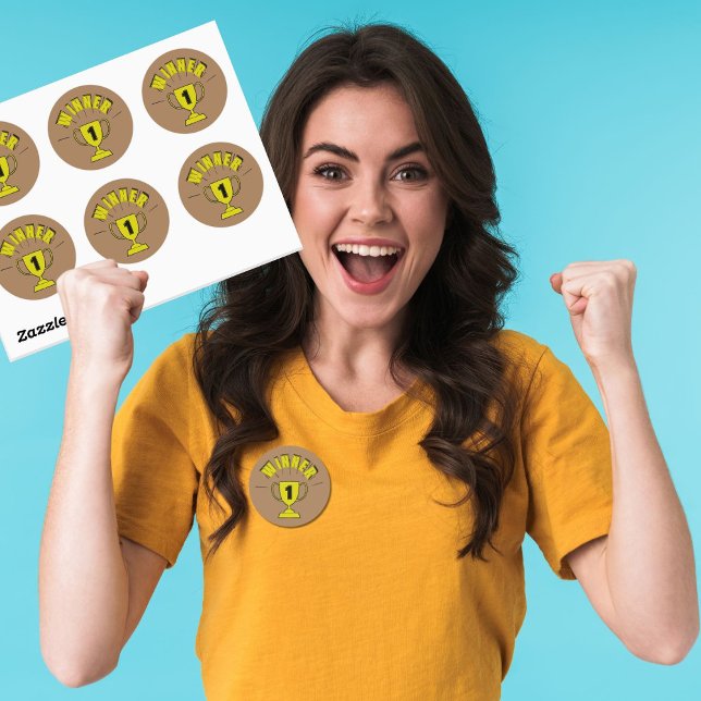 Sticker Rond Gagnante du jeu de nuit partie gagnante trophée (Créateur téléchargé)