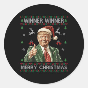 Sticker Rond Gagnante Joyeux Noël Trump Père Noël Ugly Swe