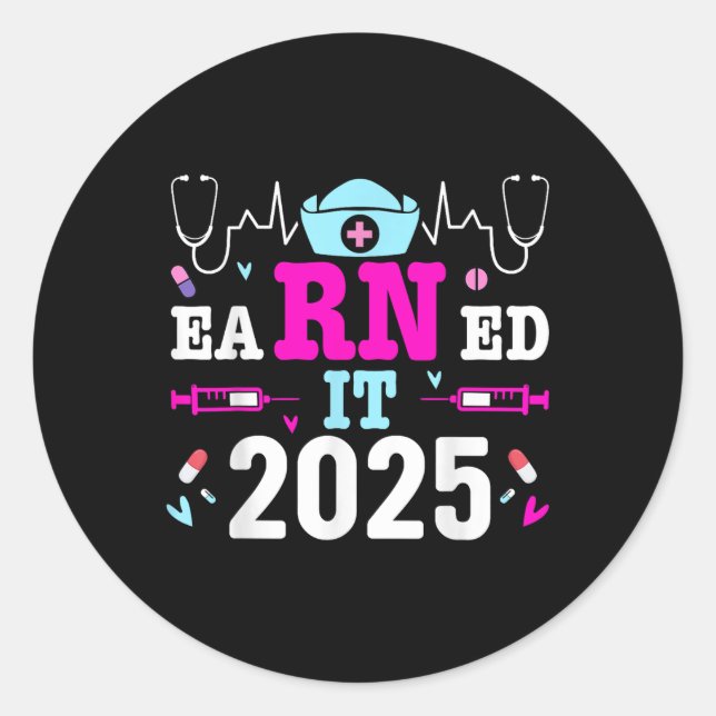 Sticker Rond Gagné Il 2025 Infirmière Graduation École de soins (Devant)