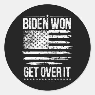 Sticker Rond Gagner Get Over It Usa Drapeau Funny Biden Harris