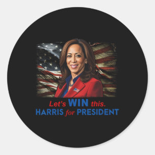 Sticker Rond Gagnez Cette Harris Pour Le Président Kamala Harri