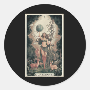 Sticker Rond Gaia Déesse grecque Mère Jour des terres Nature Lo