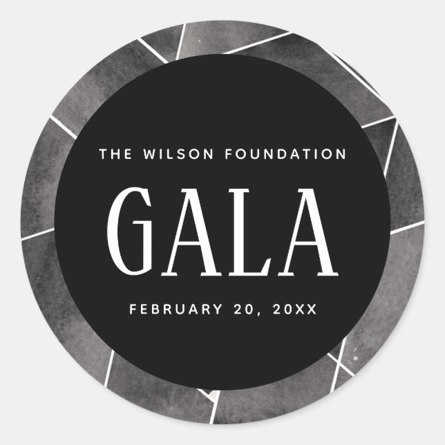 Sticker Rond Gala géométrique d'aquarelle noire (Devant)
