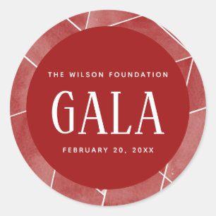 Sticker Rond Gala géométrique en aquarelle rouge