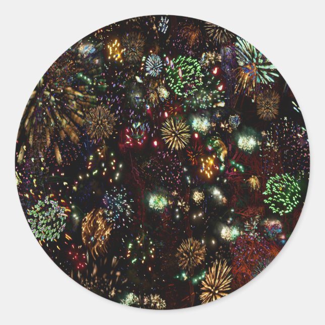 Sticker Rond Galaxie de Fireworks Collage (Devant)