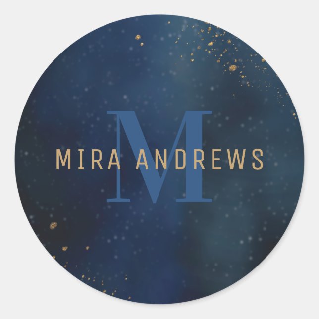 Sticker Rond Galaxie dorée (Devant)