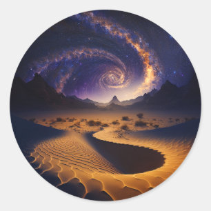 Sticker Rond Galaxie du désert Paysage surréaliste Art