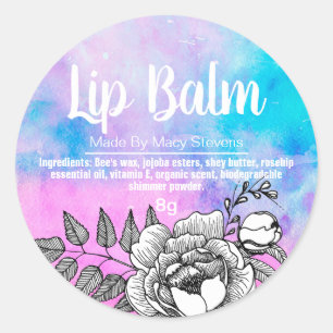 Sticker Rond Galaxy Coloré White Line Art Lip Balm Pot Étiquett