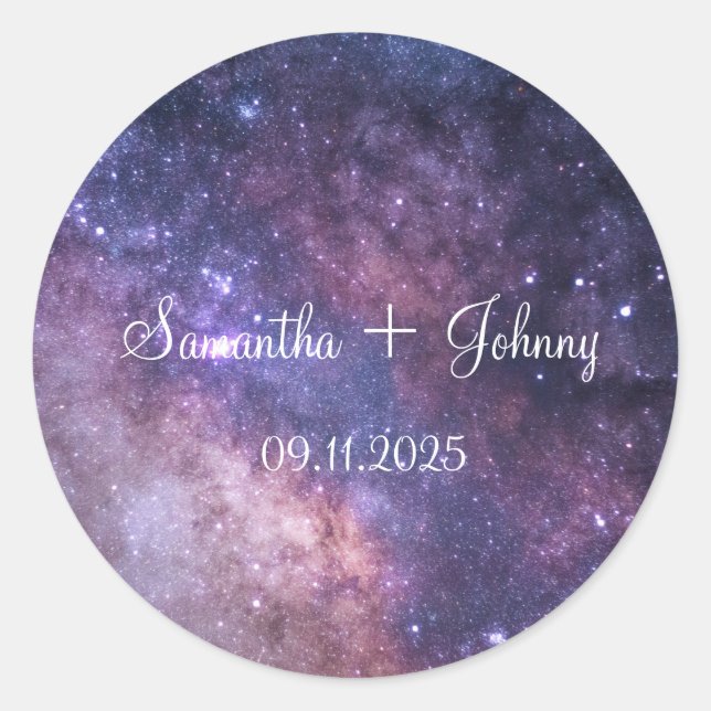 Sticker Rond Galaxy Nebula Stars Starry Mariage de nuit (Devant)