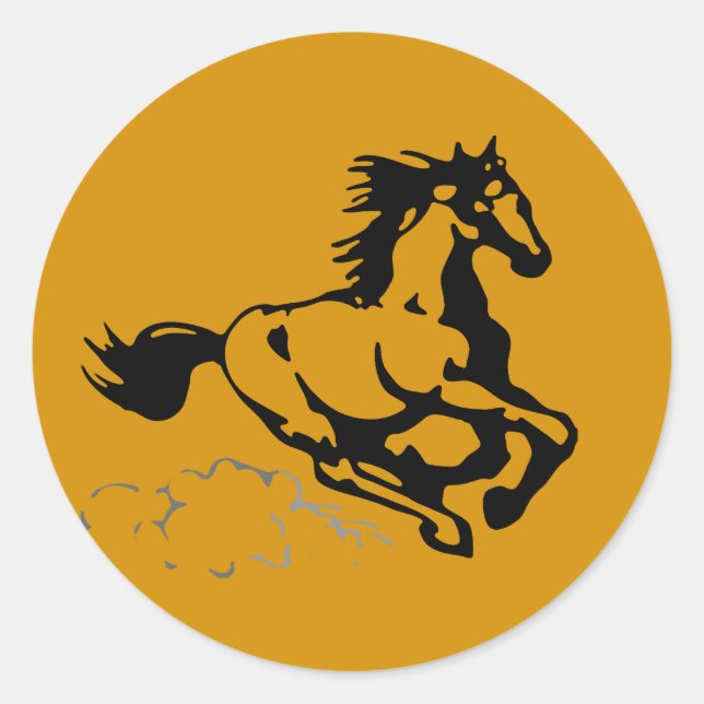 Sticker Rond Galloping Horse sauvage et libre (Devant)