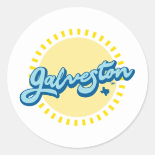 Sticker Rond Galveston Island Texas