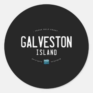 Sticker Rond Galveston Island Texas Beach Waves