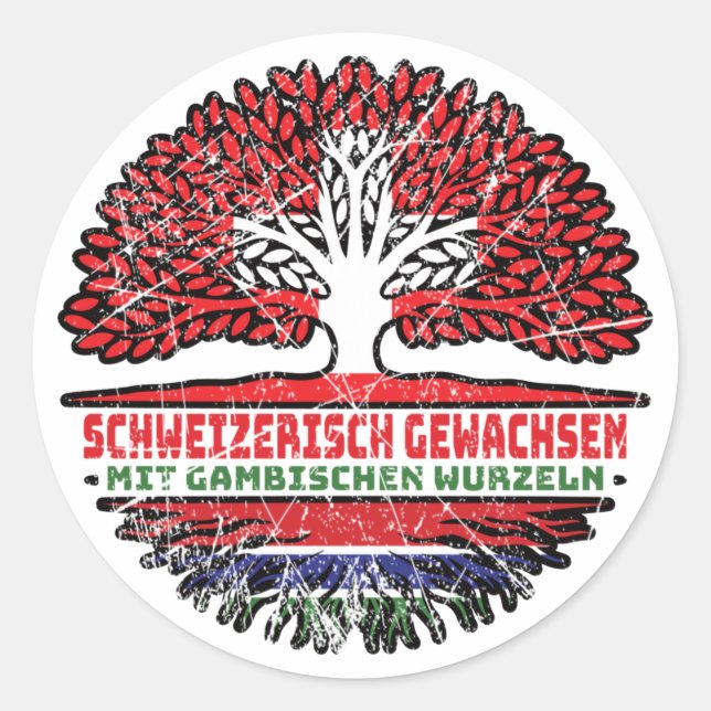 Sticker Rond Gambie Schweizer Schweiz Baum Wurzel (Devant)