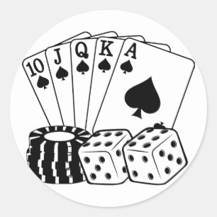 Sticker Rond Gambling Casino Cartes Dice Poker Chips Art