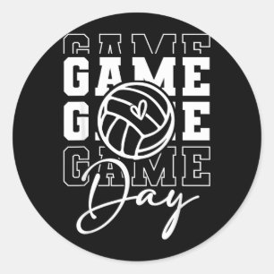 Sticker Rond Game Day Sports Game Day Volleyball