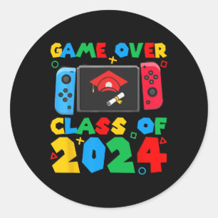 Sticker Rond Game Over Cl De Joueurs De Vidéo Étudiants Drôle D