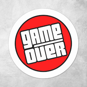Sticker Rond Game Over - Joueur sur Ordinateur