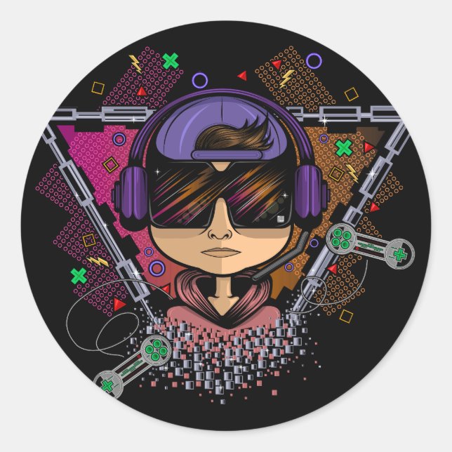 Sticker Rond Gamer Boy (Devant)
